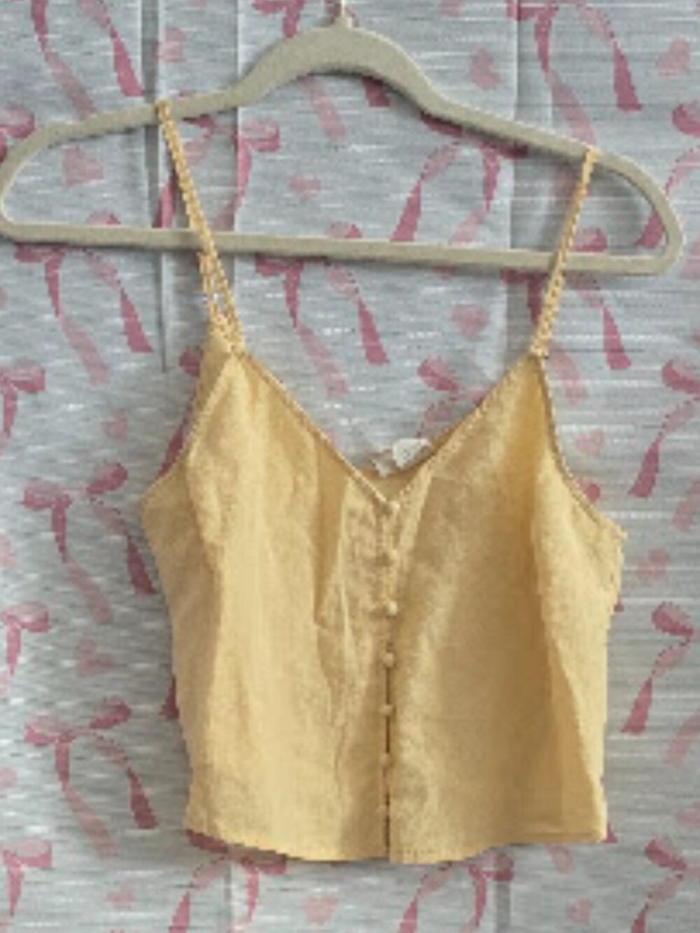Sky and Sparrow Soft Yellow Cropped Button Front Tank Top | Size XS